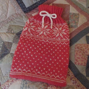 Hand Knit Nordic Hot Water Bottle Cover