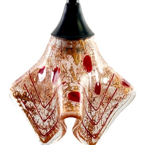 Red, Bronze, and Clear Glass Pendant Light Shade - Available in 2 Sizes and Different Metallic/Accent Colors - Free Shipping to U.S.