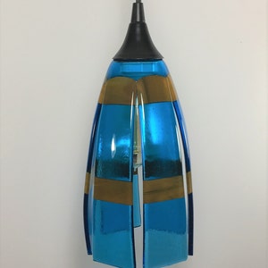 Turquoise Blue, Brown/Black/White Mix Glass 6-Sided Pendant Light Shade - Ask About Other Colors - Available in 2 Sizes