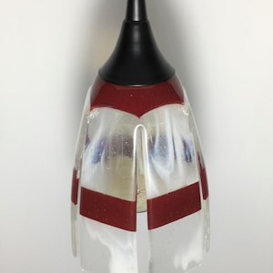 Handmade Maroon & White Glass Pendant Light Shade - 7 inch Tall