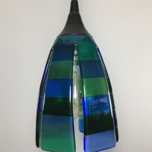 Blue & Green Striped Glass Pendant Light Shade