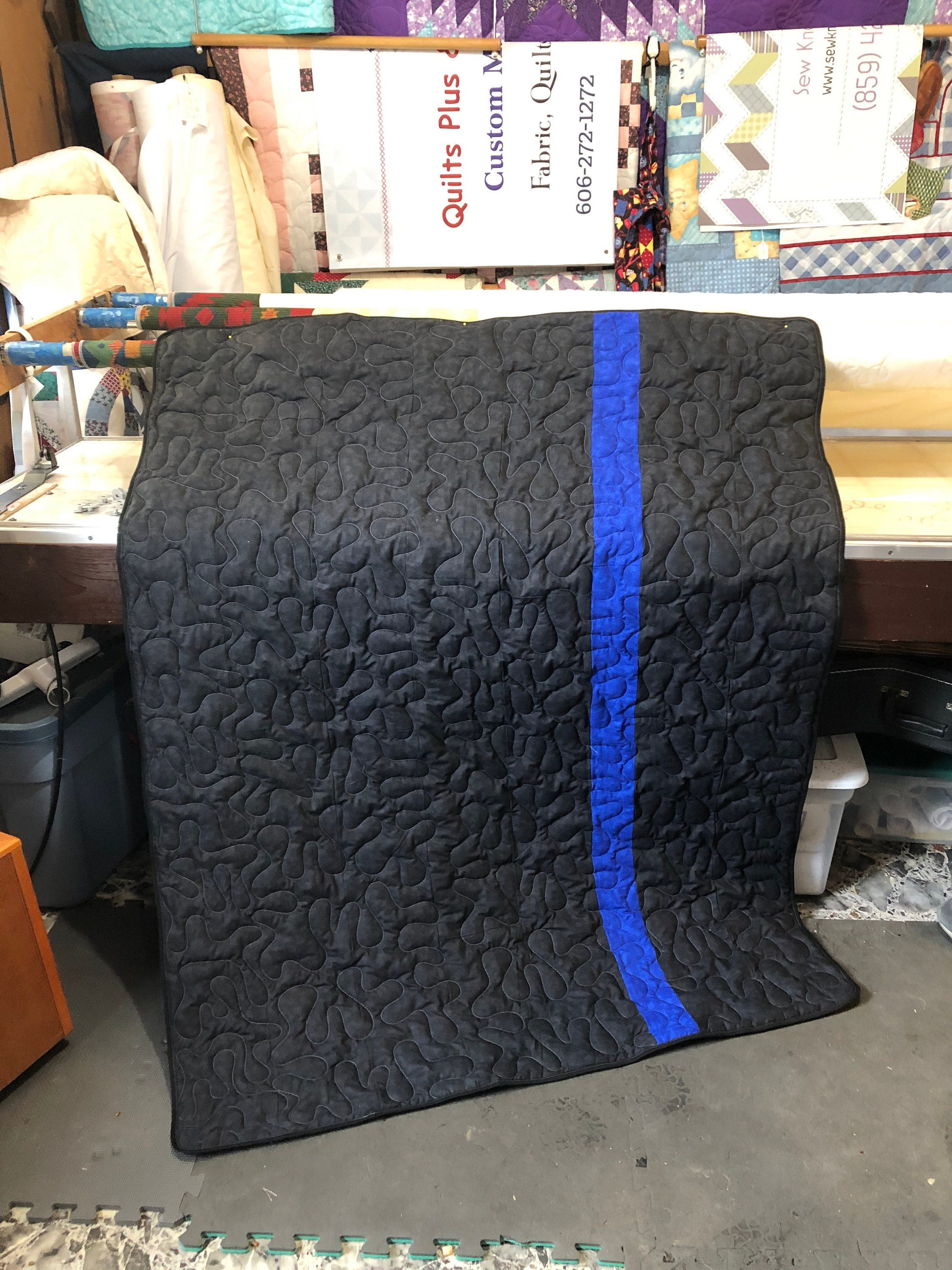 Thin blue line fleece fabric sale
