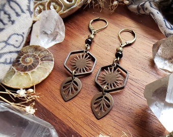 Oxidized Abstract Brass Earrings, Geometric Earrings, One of a Kind, Alternative Jewelry, Gifts for Her, Handmade Jewelry, Oxidized, Boho
