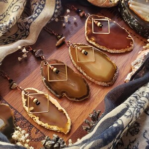 Geometric Autumn Agate + Copper Necklaces, Agate Necklace, Agate Necklaces, Fall Jewelry, Autumn, Stone Jewelry, Handmade Jewelry, Bohemian