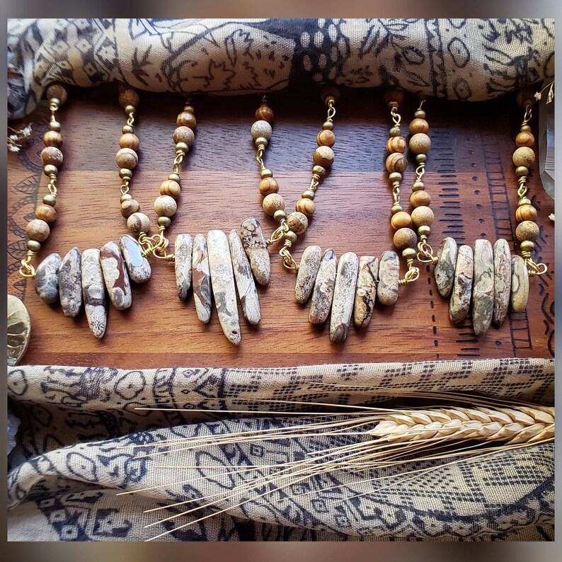 Stone Necklace Ocean Jasper /& Picture Jasper Beaded Necklace Beaded Necklace Handmade Beaded Jewelry Boho Gifts for Her Stone Jewelry