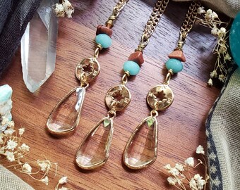 Wanderlust Necklace, Compass Necklace, Gemstone Jewelry, Gold Jewelry, Aquamarine, Gifts for Her, Bohemian, Casual Jewelry, Hippie, Boho