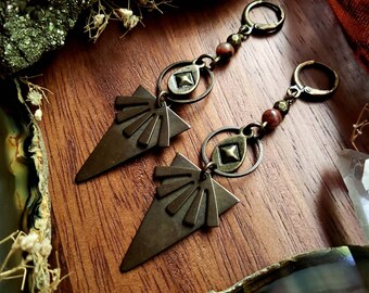 Rays Ablaze Oxidized Abstract Brass Earrings, Geometric Earrings, Geometric Jewelry, Boho, Gift for Her, Handmade Jewelry, Oxidized Jewelry