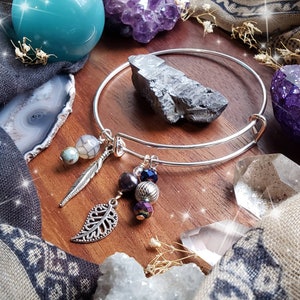 Silver Serenity Bangles, Botanical Bangle Collection, Expandable Bracelet, Charm Bracelet, Charm Bangle, Gifts for Her, Valentines Day, Boho