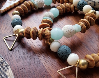 Seabreeze Beaded Aromatherapy Bracelet, Beaded Bracelets, Diffuser Bead Bracelets, Aromatherapy Jewelry, Lava Bead Bracelet, Gifts for Her