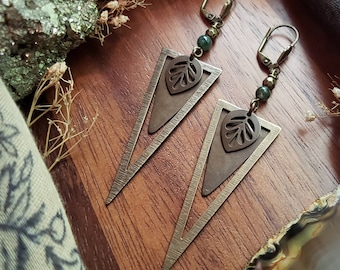 Earthy Enchantress Oxidized Abstract Brass Earrings, Geometric Earrings, Modern Jewelry, Boho, Gifts for Her, Handmade Jewelry, Oxidized