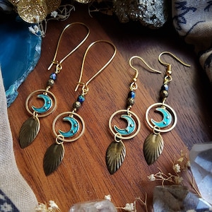 Lunar Love Earrings, Moon Jewelry, Moon Earrings, Bronze Jewelry, Gifts for Her, Lightweight Jewelry, Witchy, Handmade Earrings, Moons, Moon