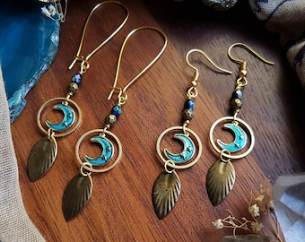 Lunar Love Earrings, Moon Jewelry, Moon Earrings, Bronze Jewelry, Gifts for Her, Lightweight Jewelry, Witchy, Handmade Earrings, Moons, Moon