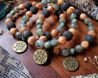 Spring Florals Beaded Aromatherapy Bracelet, Aromatherapy Jewelry, Lava Bead Bracelet, Stone Bracelets, Essential Oil Jewelry, Gifts for Her