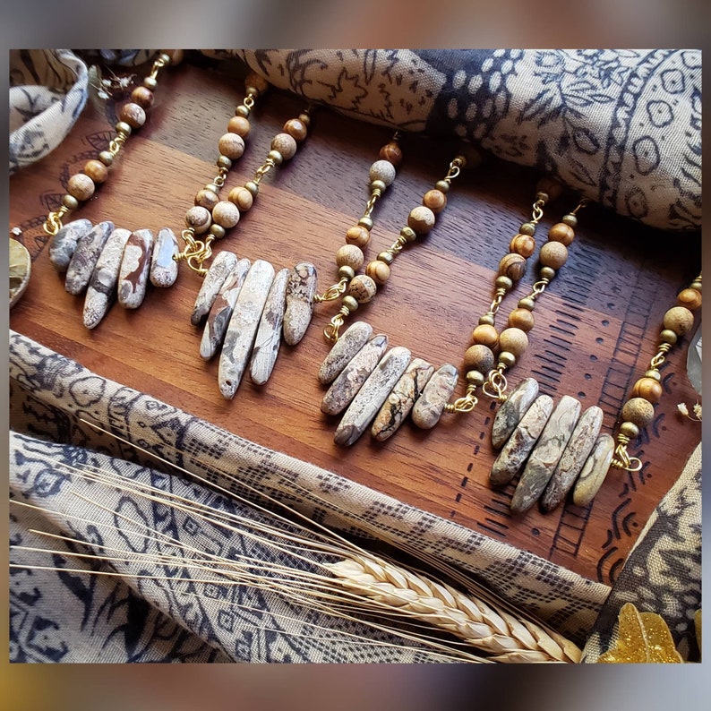 Stone Necklace Ocean Jasper /& Picture Jasper Beaded Necklace Beaded Necklace Handmade Beaded Jewelry Boho Gifts for Her Stone Jewelry