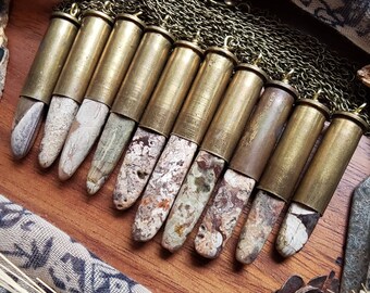 Natural Ocean Jasper Stone Bullet Necklaces, Stone Necklace, Stone Jewelry, Ocean Jasper, Bullet Necklace, Bullet Jewelry, Gifts for Him