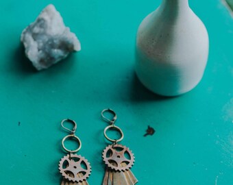 Antique Art Deco + Steampunk Gear Earrings, Steampunk, Art Deco, Art Deco Jewelry, Steampunk Jewelry, Unique Earrings, Handmade Jewelry, Art