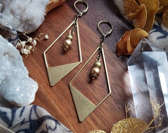 Brass Geometric Drop Earrings, Geometric Earrings, Geometric Jewelry, Minimalist Jewelry, Classy Earrings, Shape Earrings, Geometric, Boho