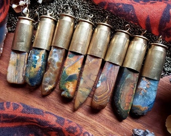Natural Agate Stone Bullet Necklaces, Stone Jewelry, Bullet Necklace, Agate Stone, Gifts for Him, Gifts for Her, Natural Stone, Agate, Boho