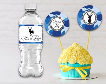 Two Pack Baby Shower Cupcake Toppers Water Bottle Labels Etsy