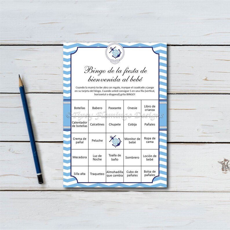 Bingo Spanish Baby Shower 30 Cards Baby Shower Game Etsy