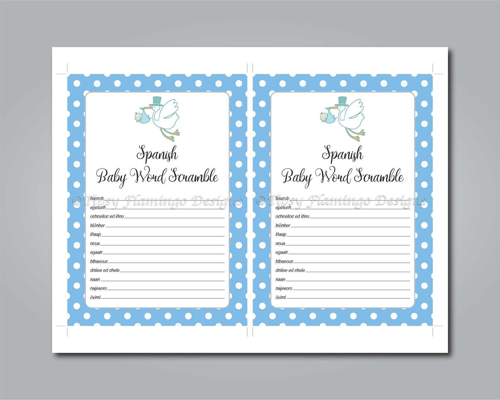 word scramble spanish baby shower baby shower game espanol etsy