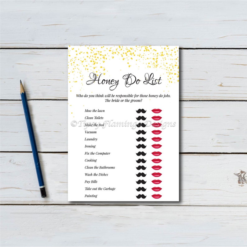 Honey Do List Bridal Shower Game Shower Game Wedding Etsy