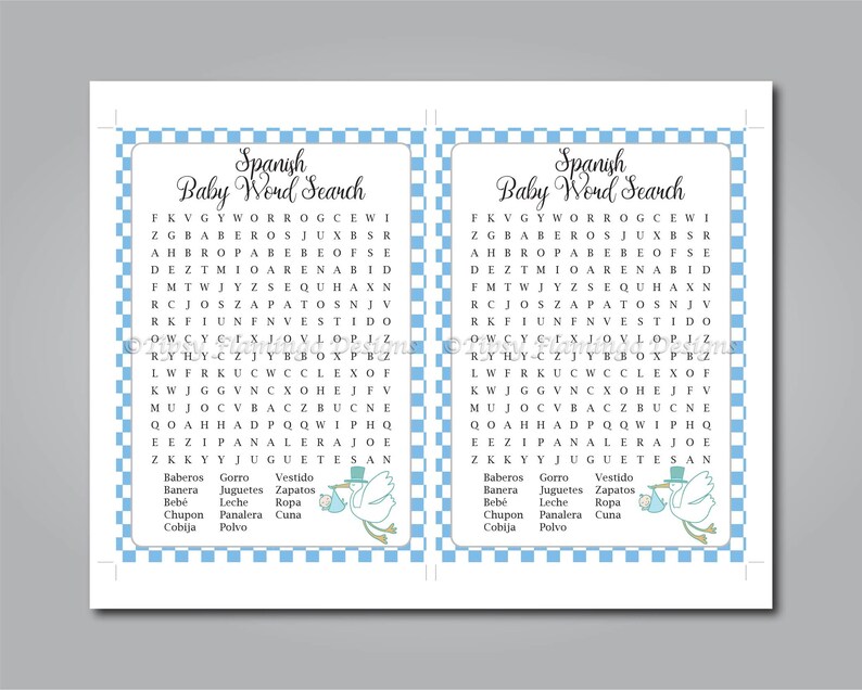 two pack spanish baby shower games word scramble and word