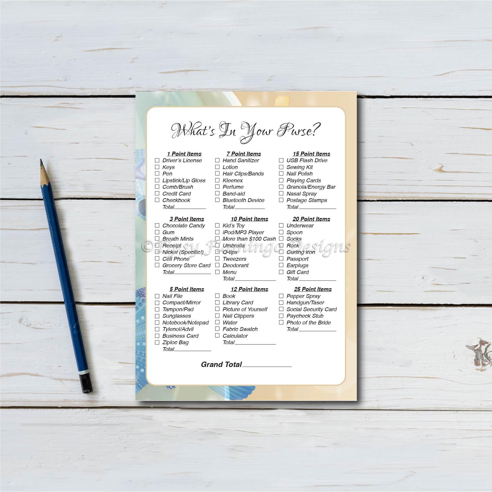 Three Pack Bridal Shower Game Beach Theme Ocean Theme Etsy