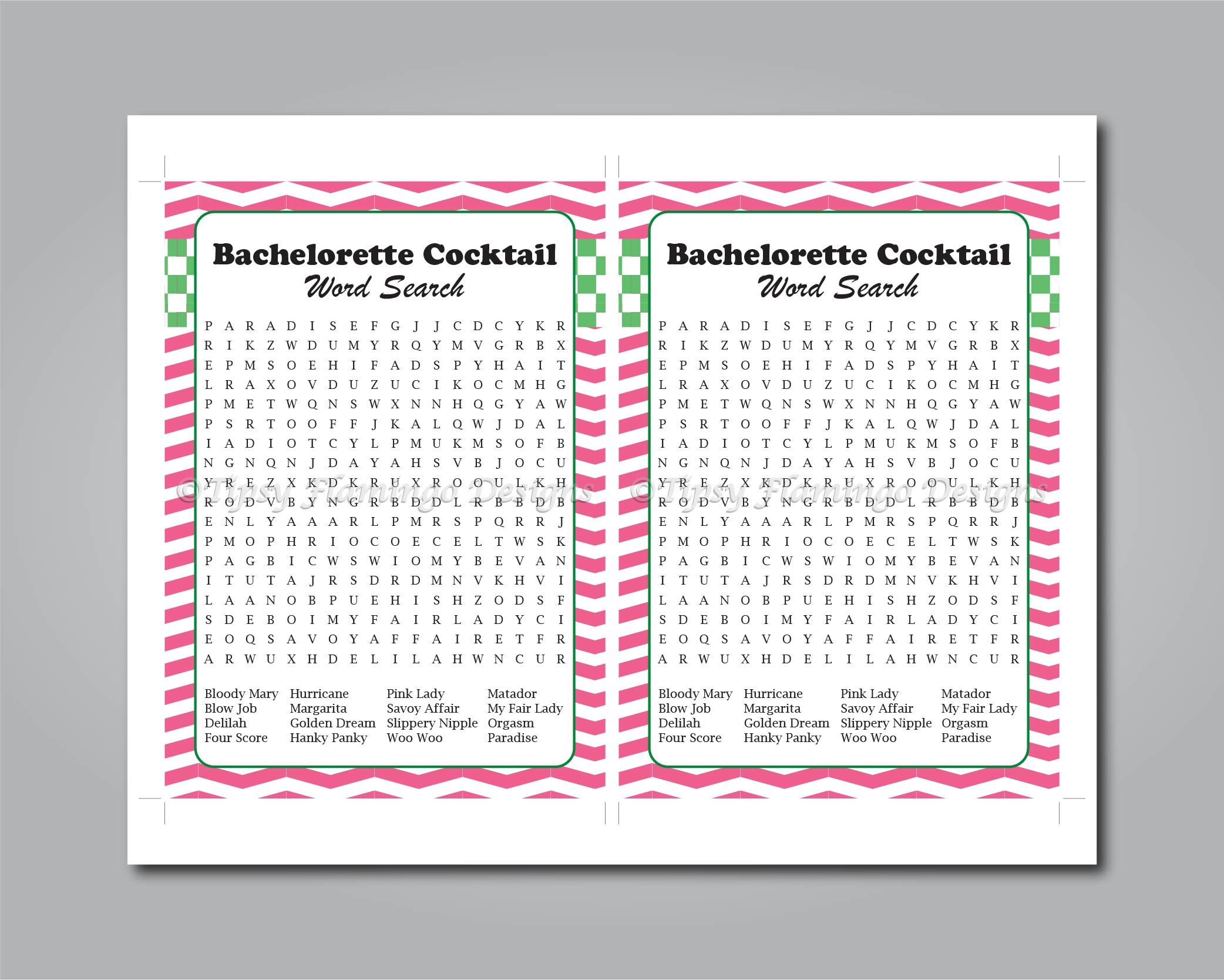 Cocktail Word Search Bachelorette Party Game Word Search | Etsy