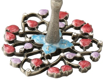 Handmade Spinning Dreidel Holiday Ornaments w/ Crystals  Jewish Decor Hanging Decoration for Family Black Metal, Judaica