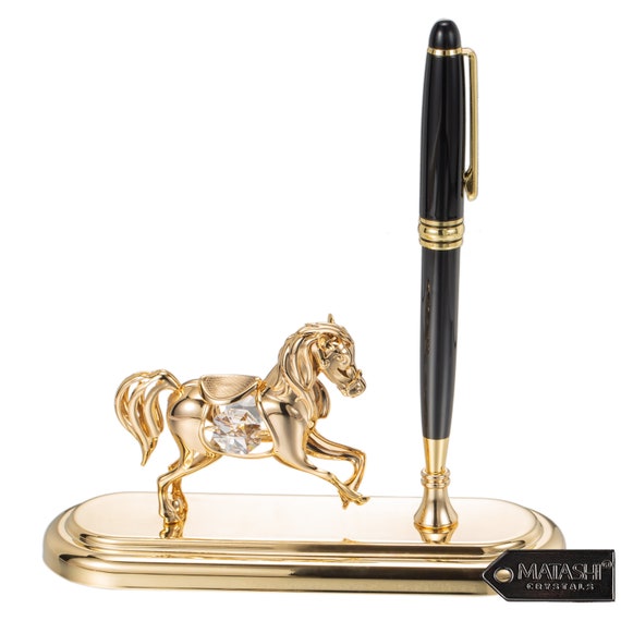 Handmade 24K Gold Plated Executive Desk Set W/ Pen and Horse - Etsy