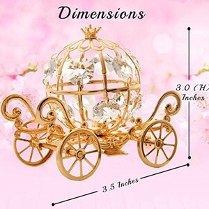 Handmade 24K Gold Plated Crystal Studded Small Cinderella Pumpkin Coach Ornament Tabletop Ornament Gift for Christmas Holiday and Decor