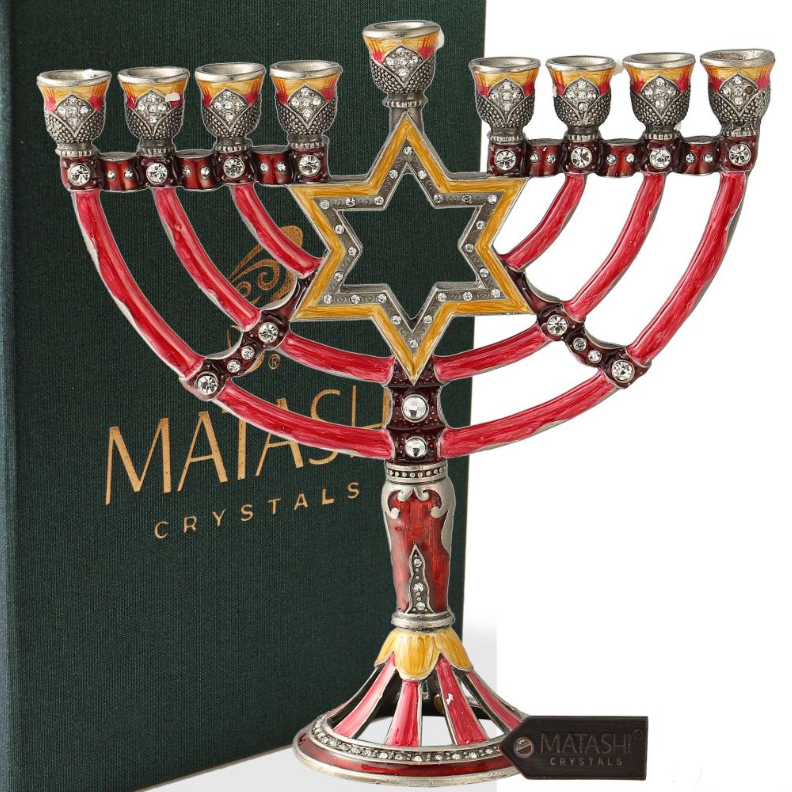Hand Painted Enamel Menorah Candelabra W/ a Star of David Etsy
