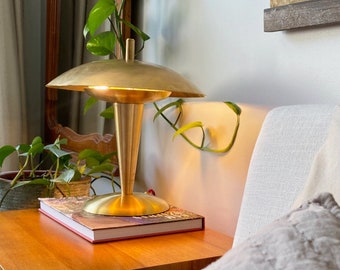 Unlacquered Brass Table Lamp • "The Astro Lamp" • Vintage inspired desk light • Space Age Desk Lamp