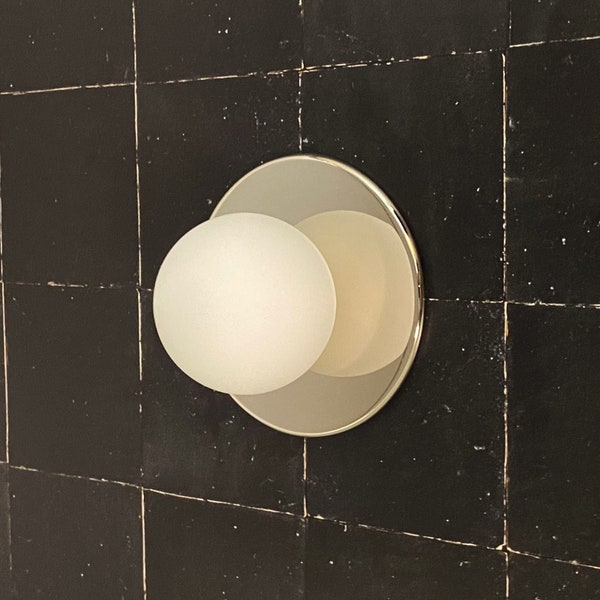 Polished Nickel Wall Sconce • "The Mini-Chelsea" • Vanity Light Fixture • Small Flush Mount Light