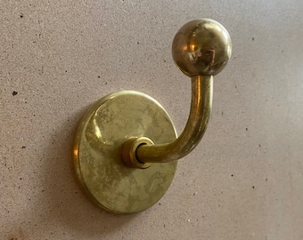 Aged Brass Hook • "The Chelsea Hook" • Unlacquered Brass Coat Hook • Brass Robe Hook • Brass Details