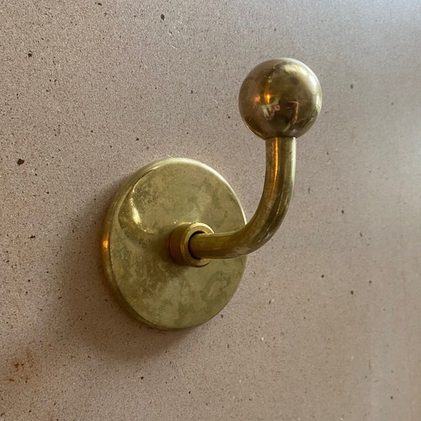 Aged Brass Hook • "The Chelsea Hook" • Unlacquered Brass Coat Hook • Brass Robe Hook • Brass Details