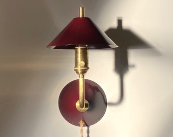 Burgundy Plug in wall sconce •  The Bungalow Light • Dimming Wall Lamp