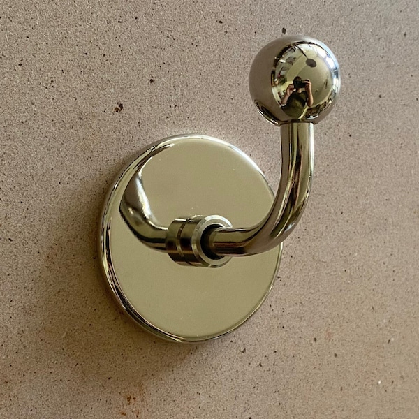 Handmade Polished Nickel Robe Hook • "The Chelsea Hook" Silver Bathroom Wall Hook