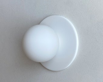 Modern White Wall Sconce • "The Mini-Chelsea" • Vanity Light Fixture • Small Flush Mount Light