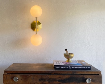 Bistro Double-Sconce • Bathroom Vanity Light • Brass Art Deco Lighting