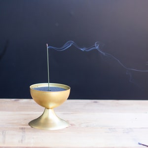 Incense Burner, Palo Santo Holder Brass and Black Sand Meditation Bowl image 2