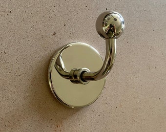 Polished Nickel Hook • "The Chelsea Hook" • Silver Robe Hook • Chrome Bathroom Wall Hook