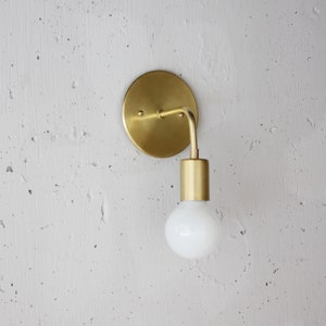 Modern Brass Sconce Roy Simple wall light Mid century modern Danish modern Minimalist bedside light image 1