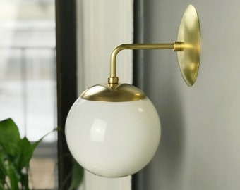 Modern Brass Sconce • Leo • Vanity Light • Brass and glass wall lamp • Modern sconce • Brass Light Fixture • Vintage Design Sconce