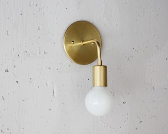 Modern Brass Sconce - Roy - Simple wall light - Mid century modern - Danish modern - Minimalist - bedside light