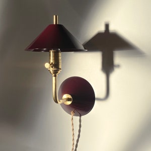 Burgundy Plug in wall sconce The Bungalow Light Dimming Wall Lamp Maroon