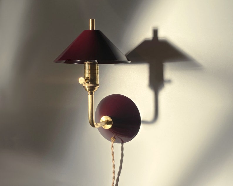 Burgundy Plug in wall sconce The Bungalow Light Dimming Wall Lamp Maroon