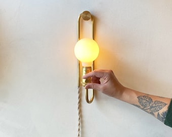 Plug-in wall sconce • The "Off-cut" lamp • Dimmable Accent Lamp • Brass Bedside Light • Hanging Wall Lamp