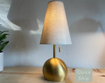 QUICK SHIP • Small table lamp • Jack • Linen and Brass Accent Lamp • Modern Table Lamp